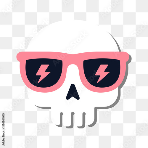 Doodle Cool Skeleton Skull Sticker on Isolated Background