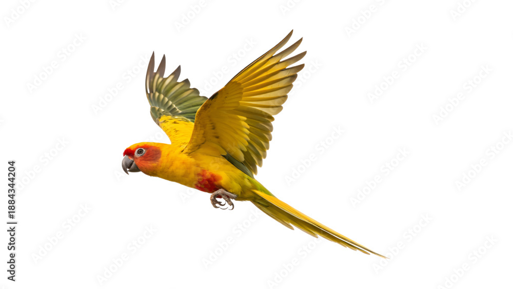 Obraz premium Flying Sun Conure Parrot with Vibrant Colors Illustration