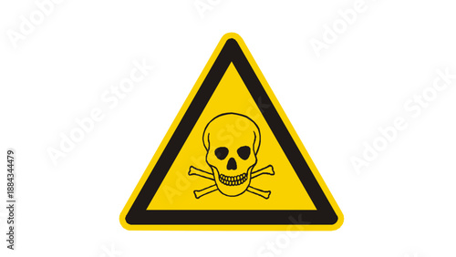 Toxic and Poisonous Hazard Warning Sign Isolated on White Background