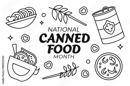 NATIONAL CANNED FOOD MONTH vector illustration isolated on white background