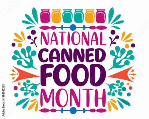 Canned Food Month Vector Illustration, Shelf-Stable Food and Grocery Awareness Design