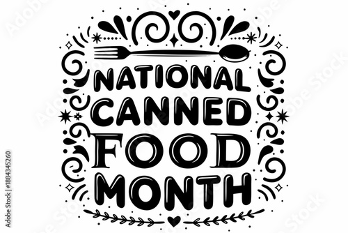 National Canned Food Month Vector, Food Conservation and Pantry Organization Graphic