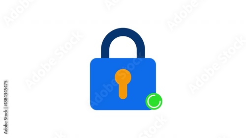 Blue Padlock Icon with Green Checkmark.
