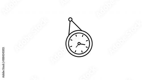 Simple Line Drawing of Pocket Watch Animation.