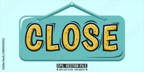 Hand-drawn Cartoon Style Hanging 'CLOSE' Sign