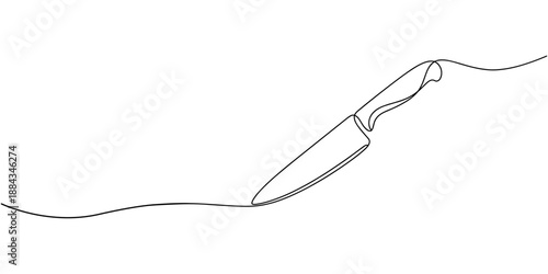 Knife hand drawn icon illustration, Knife black continuous one line drawing, Chef’s Knife continuous one line drawing minimalism design, Black knife in one line art style, Utensil, sharp, kitchen.