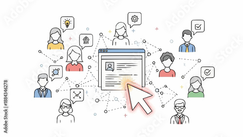 Online community connecting people and ideas through digital network.