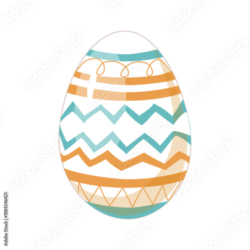Easter egg in blue and beige with patterns