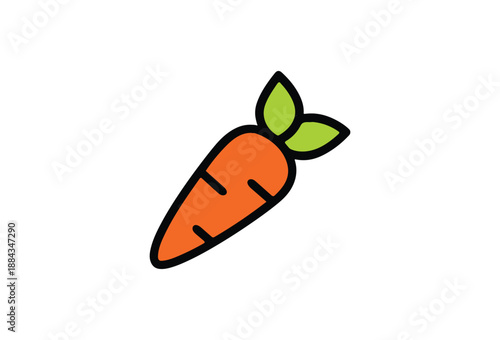 Cute cartoon drawing of a single carrot vegetable
