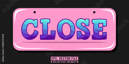 Vibrant Close Sign with Blue Purple Gradient Text Effect