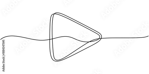 One continuous line drawing of Play button. Icon of start and pause playing music video and voice message in simple linear style. Editable stroke. Doodle outline vector illustration