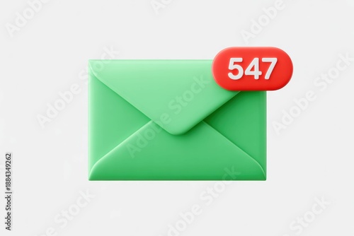 A green envelope with a red notification badge displaying the number 547 on a plain white background
