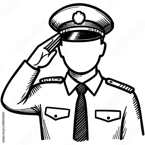 Military Salute: A dignified figure in uniform, offering a respectful salute, embodying discipline and honor.