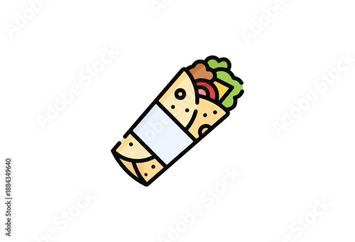 Simple cartoon illustration of a burrito or food wrap