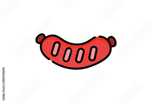Simple cartoon illustration of a grilled sausage link