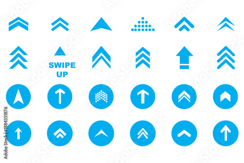 Swipe icon set. Swipe up arrow icons. Arrow buttons for social media. Scroll pictogram. Web icons. Vector illustration. stock illustration