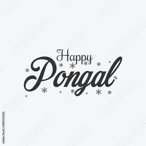 Happy Pongal Holiday Harvest Festival of Tamil Nadu South India. Hand lettering typography, modern brush ink calligraphy. Vector illustration for greeting card, poster, banner, social media post