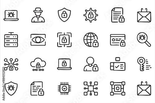 Data Privacy Outline Icons for Compliance Monitoring, Identity Management UI Kits