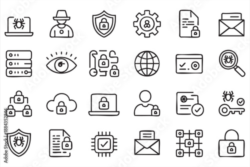 Network Security Icons for Threat Detection Platforms, Enterprise IT Interfaces