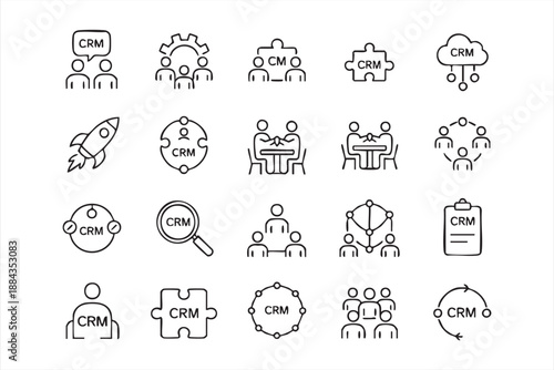 Sales Pipeline Outline Icons for Lead Tracking Software, Conversion Optimization Tools