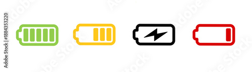Set of battery status icons. Vector illustration of battery status icon set