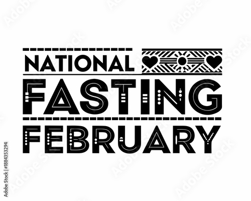 National Fasting February Vector Graphic, Intermittent Fasting and Wellness Lifestyle Concept