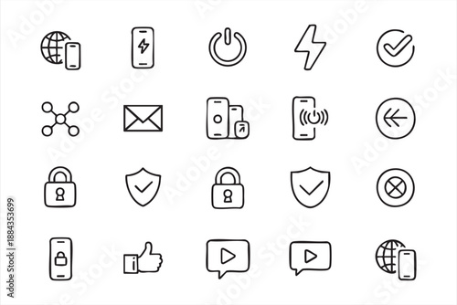 User Interaction Outline Icons for Touch Navigation, Mobile Platform Design