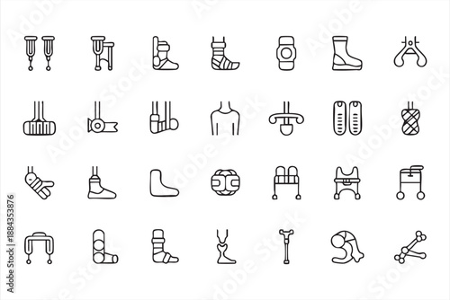 Injury Treatment Icons for Sports Medicine Clinics, Patient Care Platforms