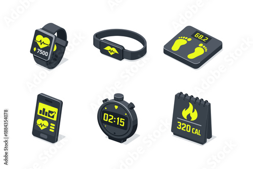 Fitness Tracker Gadget Icons