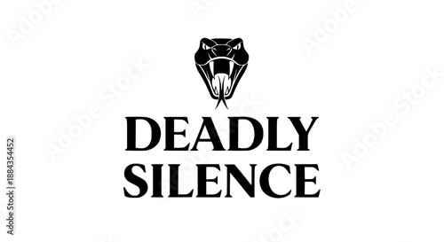 Silhouette of panther head with open mouth and deadly silence text on white background