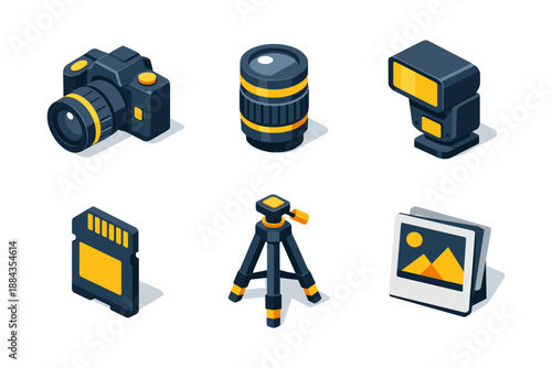 Photography Equipment Isometric Icons