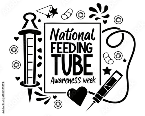NATIONAL FEEDING TUBE AWARENESS WEEK vector illustration isolated on white background