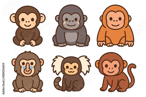 Cute Monkey Collection Illustration