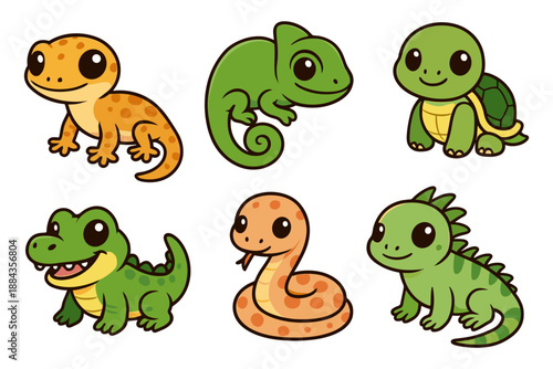 Cute Cartoon Reptiles Collection