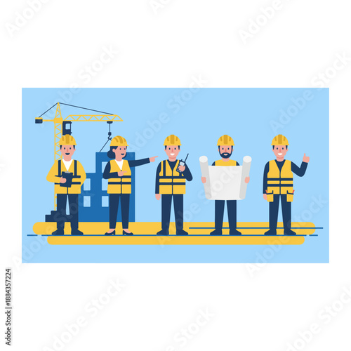 Construction Workers Team Collaboration Project Planning.