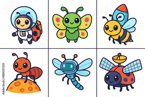 Cute Insects in Space Outfits