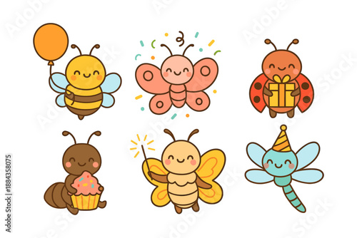 Cute Kawaii Insects Celebration Set