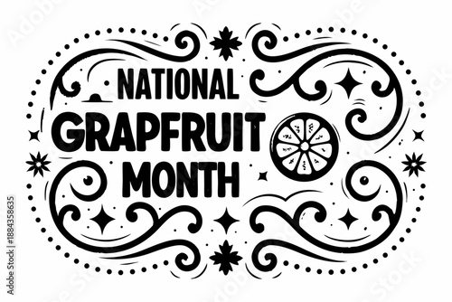 Grapefruit Month Vector Illustration, Citrus Fruit and Vitamin Rich Food Concept Design