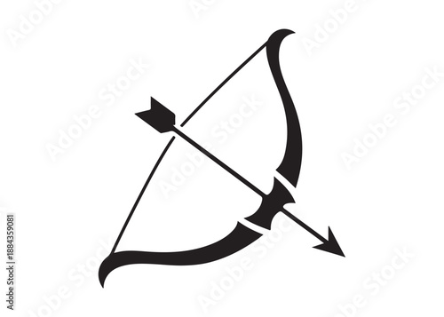 archery logo silhouette vector, bow and arrow logo silhouette illustration, bow and arrow silhouette logo vector, archery sports logo vector, archer bow man logo vector silhouette on white background.