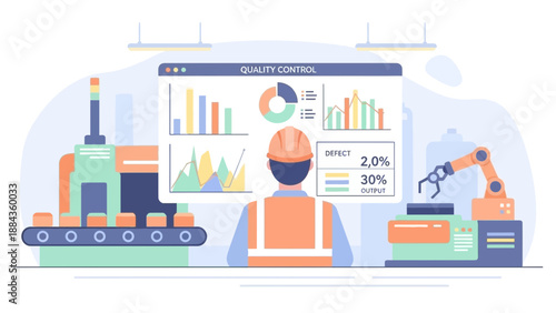 Smart Factory Monitoring with Worker and Automated Production Line.