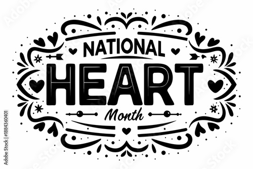 National Heart Month Vector, Medical Awareness Campaign and Heart Care Graphic