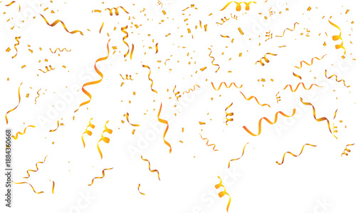 Realistic golden serpentine confetti explosion for birthday celebration greeting cards