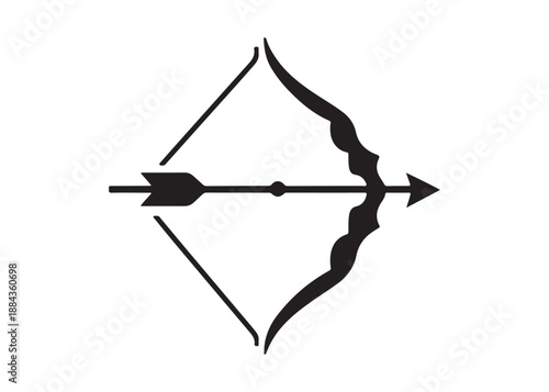 archery logo silhouette vector, bow and arrow logo silhouette illustration, bow and arrow silhouette logo vector, archery sports logo vector, archer bow man logo vector silhouette on white background.