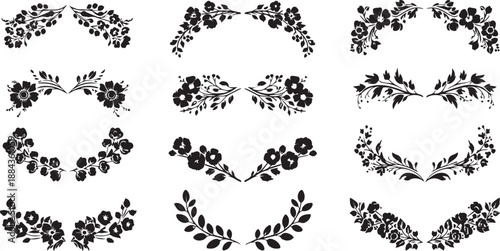 Elegant Hand-Drawn Floral Wreath and Divider Collection