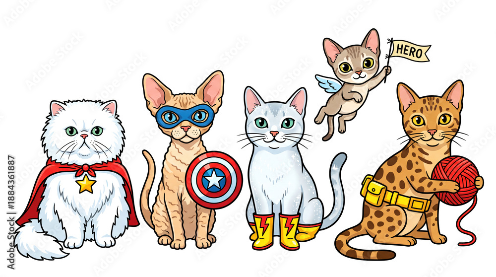 Obraz premium Superhero Cats Illustration