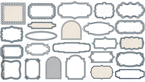 A collection of various decorative frames and borders in different shapes and styles.