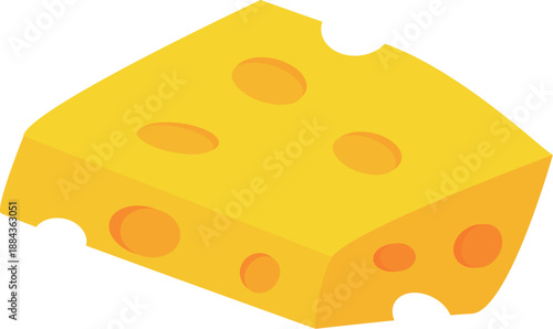 Delicious yellow cheese wedge with holes, perfect for snacks.