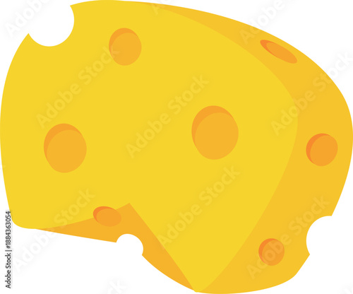 Delicious yellow cheese block with holes, a classic dairy product.