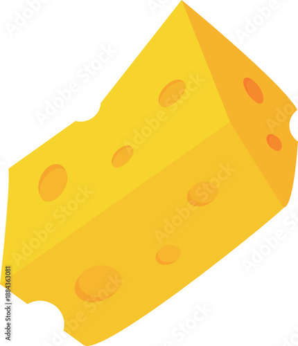 A vibrant yellow wedge of Swiss cheese with characteristic holes.