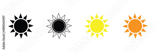 Sun icons vector isolated on white background. Shine sun ray set. Sunshine vector sign. Sunset icon collection. Abstract art vector illustration Eps 10 .